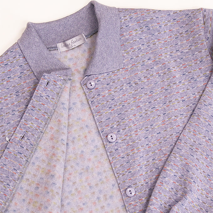 裏起毛 前開きポロシャツ 長袖 細ボーダー 日本製 S/ML/LL 背面