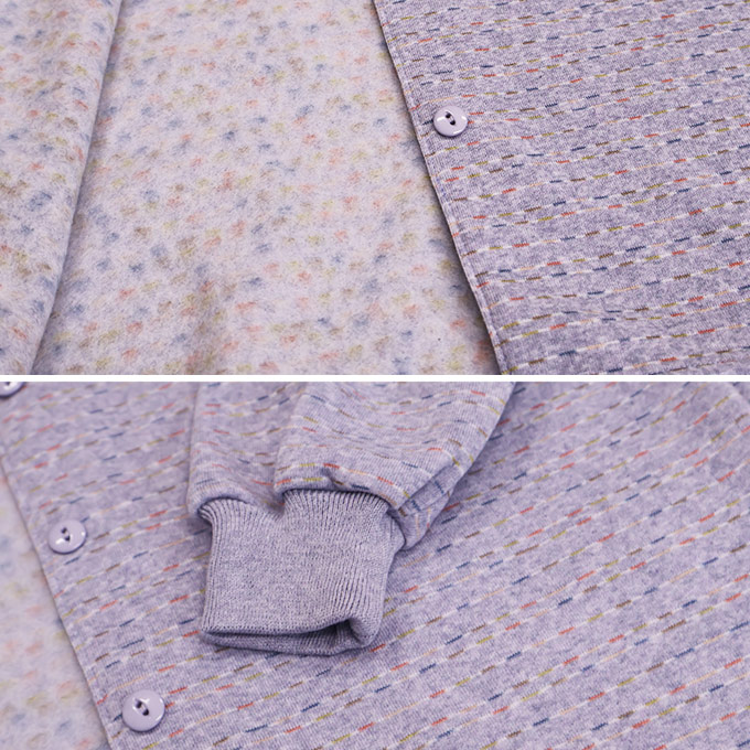 裏起毛 前開きポロシャツ 長袖 細ボーダー 日本製 S/ML/LL 詳細1