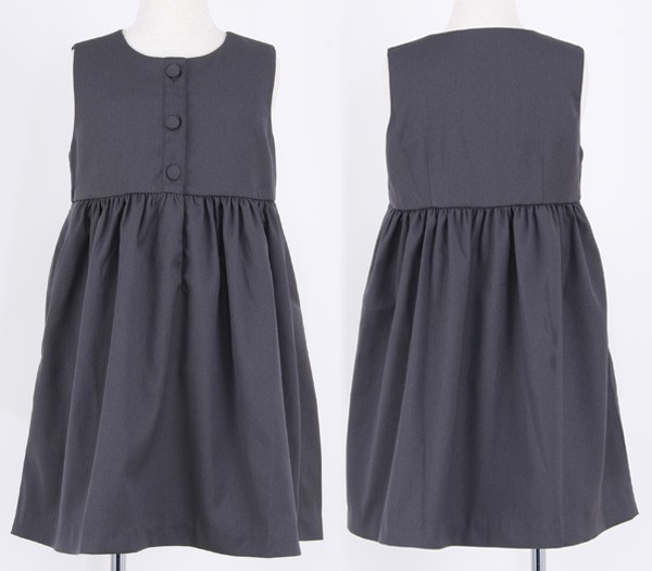 グレー お受験 ワンピース 前ボタン 袖なし 紺以外指定校向き