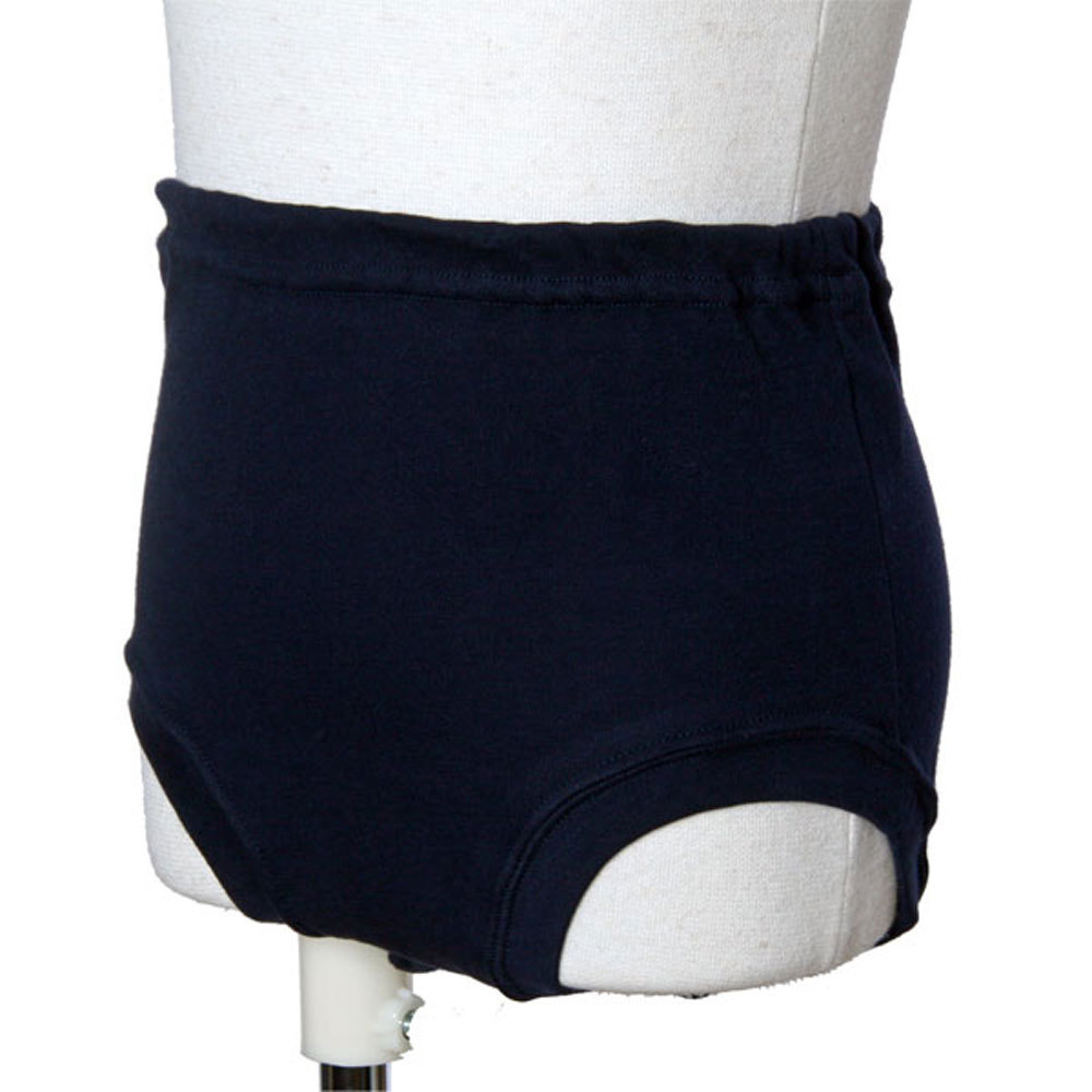 【2枚セット】クロッチ付き 日本製・綿100％ 紺色無地ブルマ<br>重ね履き不要ショーツとしても 100-140センチ