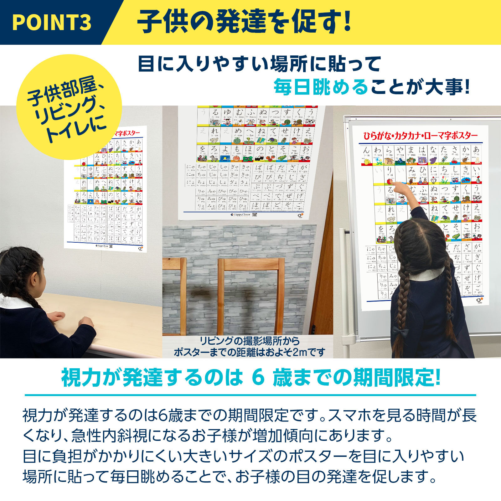 子供の発達を促す知育ポスター。壁やトイレおふろに貼って毎日めて楽しく学習