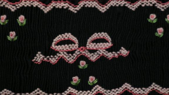 レッスン 手刺繍 スモッキング レッスンバッグ マチつき 紺色 布製