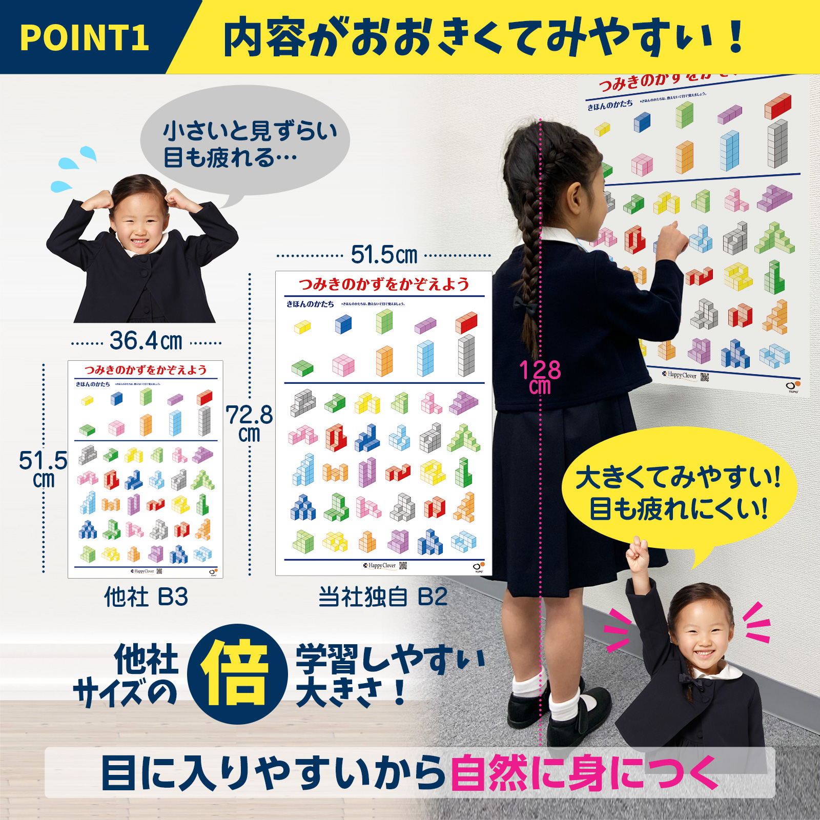お受験教材 つみきのかずをかぞえようポスター お風呂で幼児教室(R