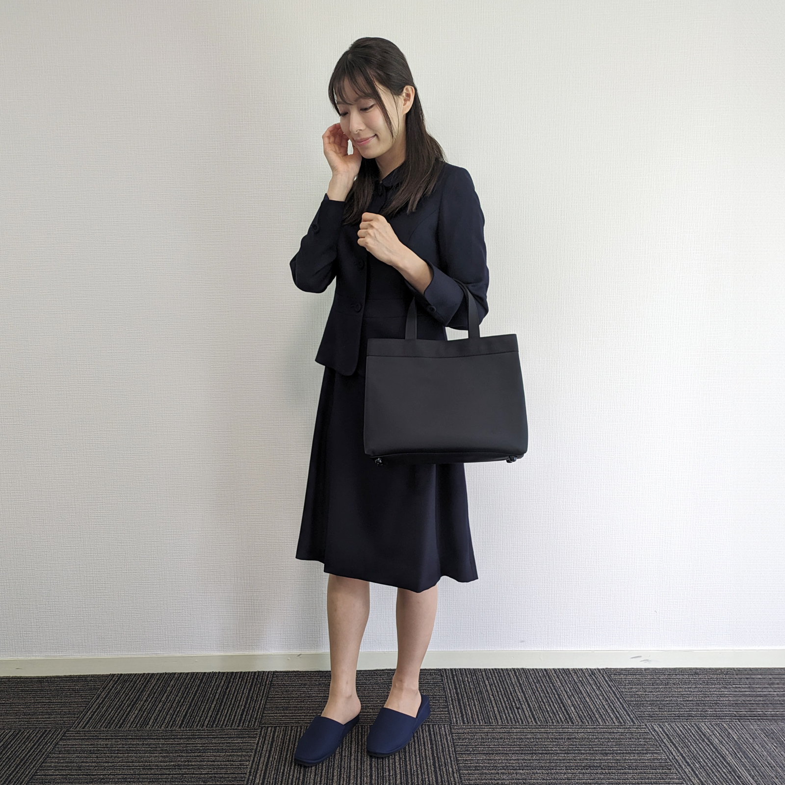 A4サイズ対応 日本製 ナイロンサテン ミディアムトート お受験バッグ