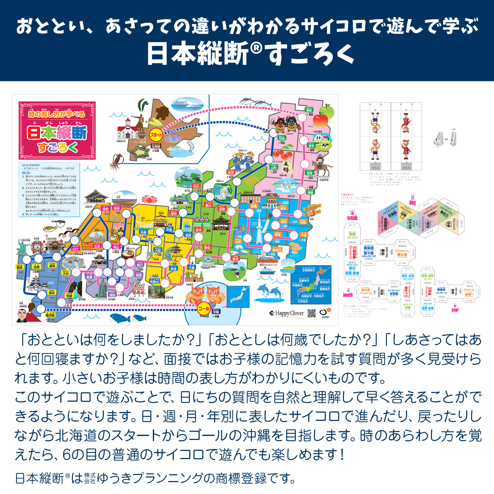 桃太郎電鉄V 日本縦断すごろく ポスター　裏面　デジモン お受験 面接対策教材 日本縦断(R) すごろくポスター サイコロ&コマ
