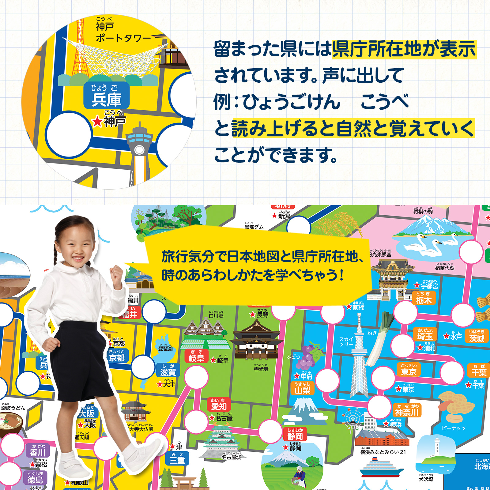 お受験 面接対策教材 日本縦断(R) すごろくポスター サイコロ&コマ