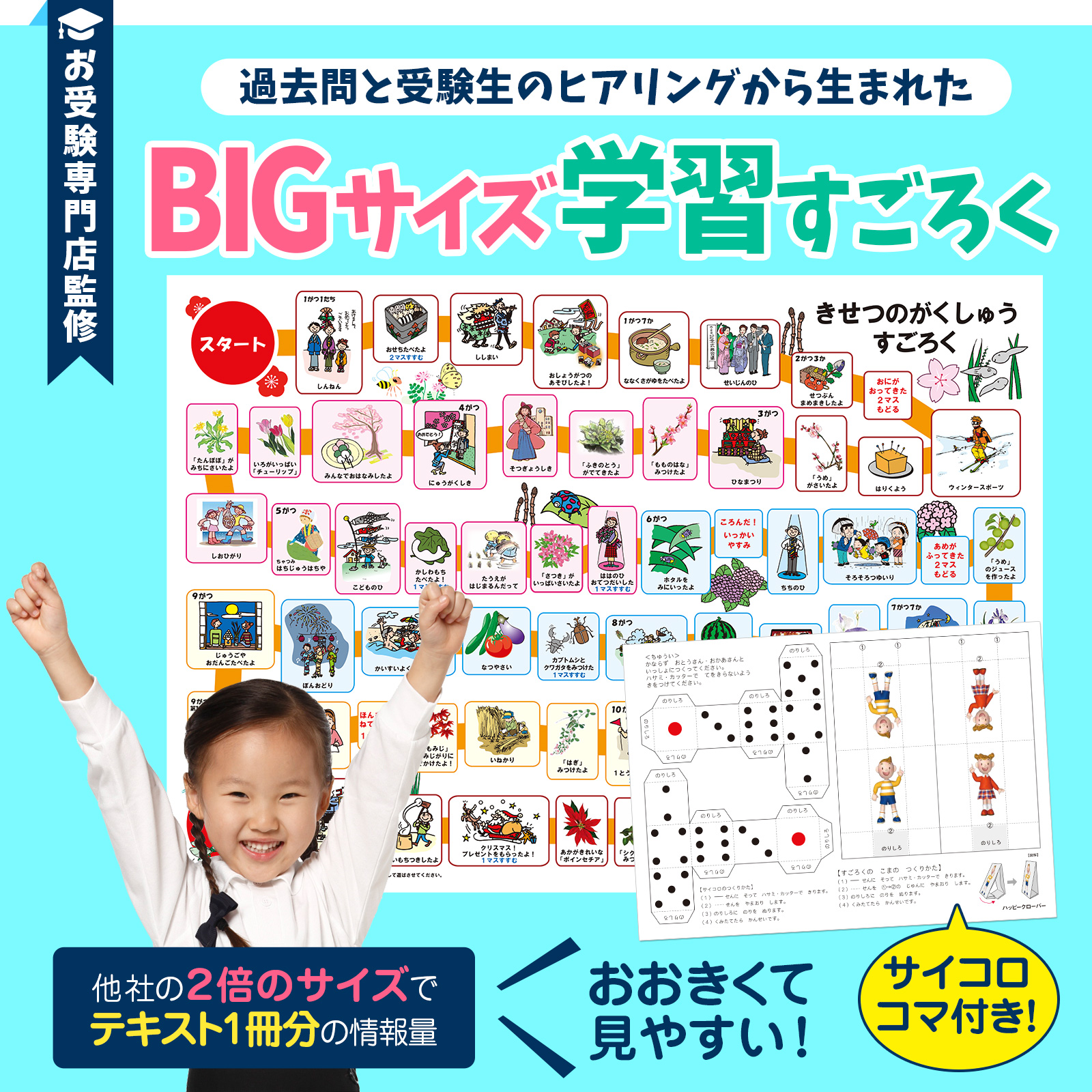 お受験教材 きせつのすごろくポスター サイコロ&コマセット 季節の学習 大きなB2サイズ(728x515mm)の学習すごろく 小学校受験 日本製  工作ポスター : sugoroku : お受験グッズのハッピークローバー - 通販 - Yahoo!ショッピング