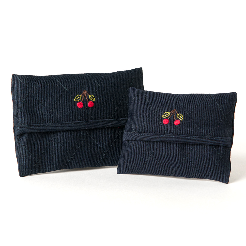 tesi お受験専門店品質 手刺繍ティッシュケース さくらんぼ