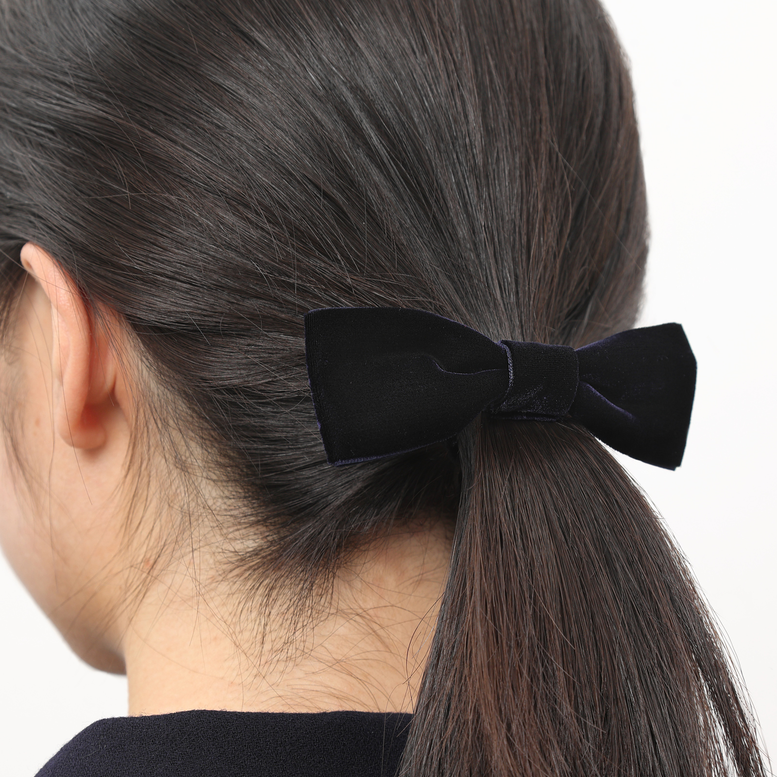 お受験ヘア 一つ結わきベルベットリボンヘアゴム ひとつ結わき用 濃紺