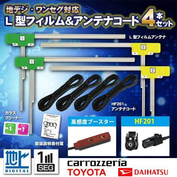 HF201 地デジコード4本 +L型フィルムアンテナ4枚セット HF201 地デジコード4本 +L型フィルムアンテナ4枚セット