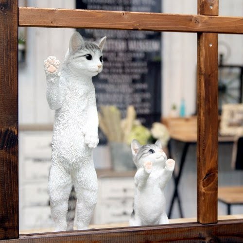 アニマルオブジェ：キャット（窓の外を眺めてます）猫 置物 インテリア 動物 オブジェ 子猫