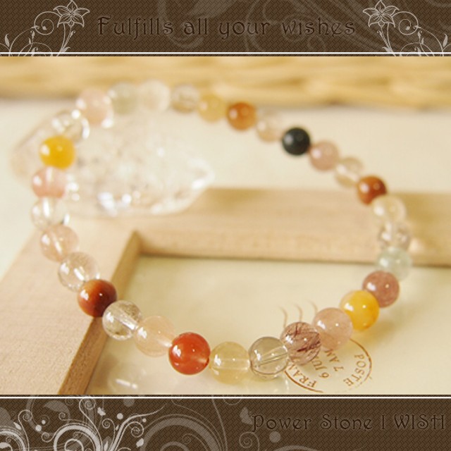 パワーストーン ブレスレット メンズ 天然石 ミックス ルチルクォーツ