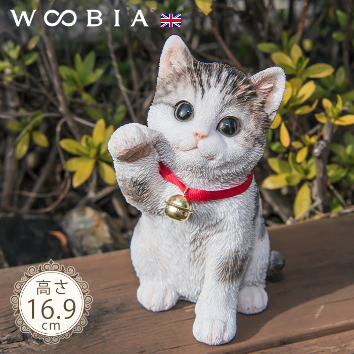 イタリア　リアル猫 ネコ　ねこ　キャット　サバトラ　置物 オーナメント オブジェ 楽天市場】猫の置物 子猫のお願い サバトラ 041QB キャット