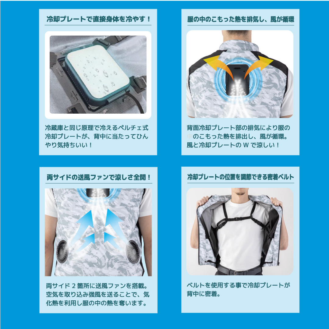bigborn 冷却ベスト 冷蔵服 すぐに使える バッテリー ファン