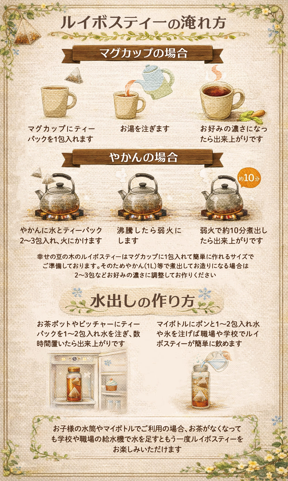 ルイボスティーの淹れ方、飲み方