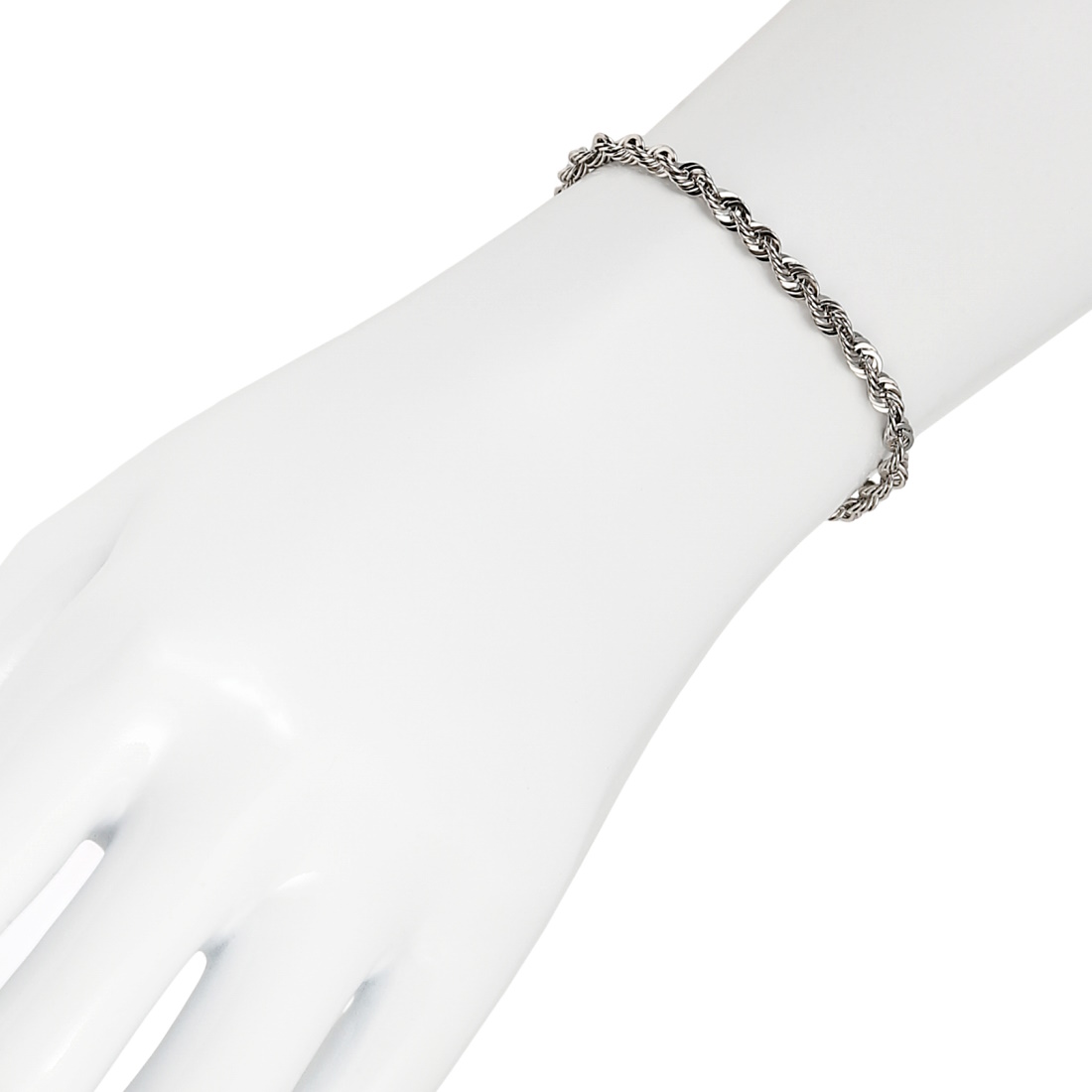 プラチナ ブレスレット パイプロープ チェーン 18cm 幅3.9mm