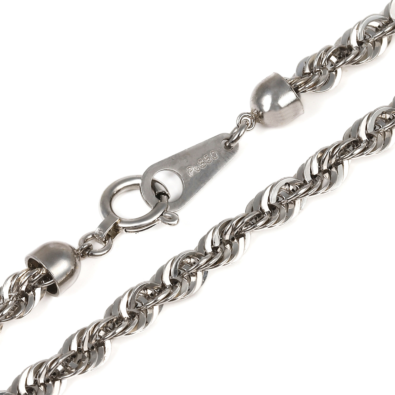 プラチナ ブレスレット パイプロープ チェーン 18cm 幅3.9mm