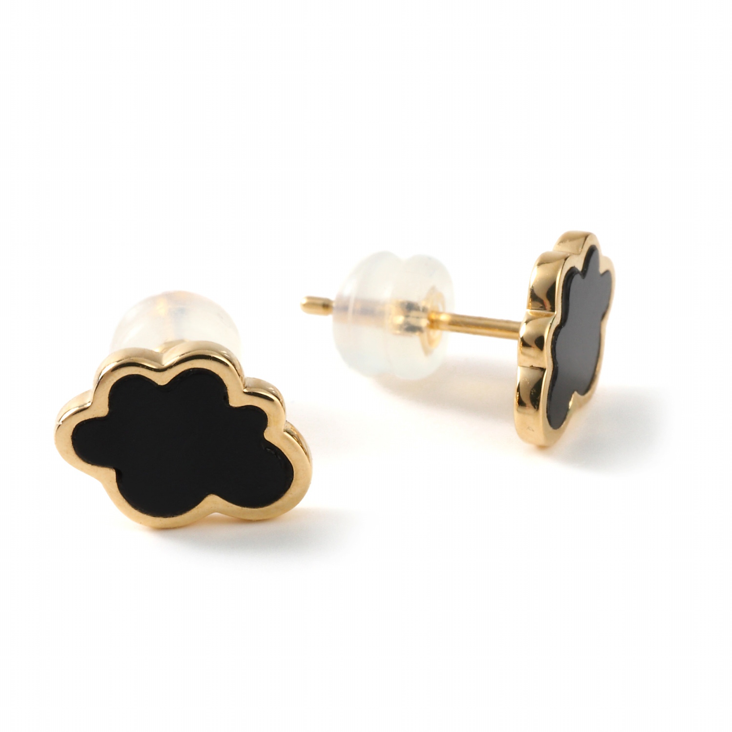 18金 ピアス 雲 オニキス ゴールド 両耳 アクセサリー プレゼント