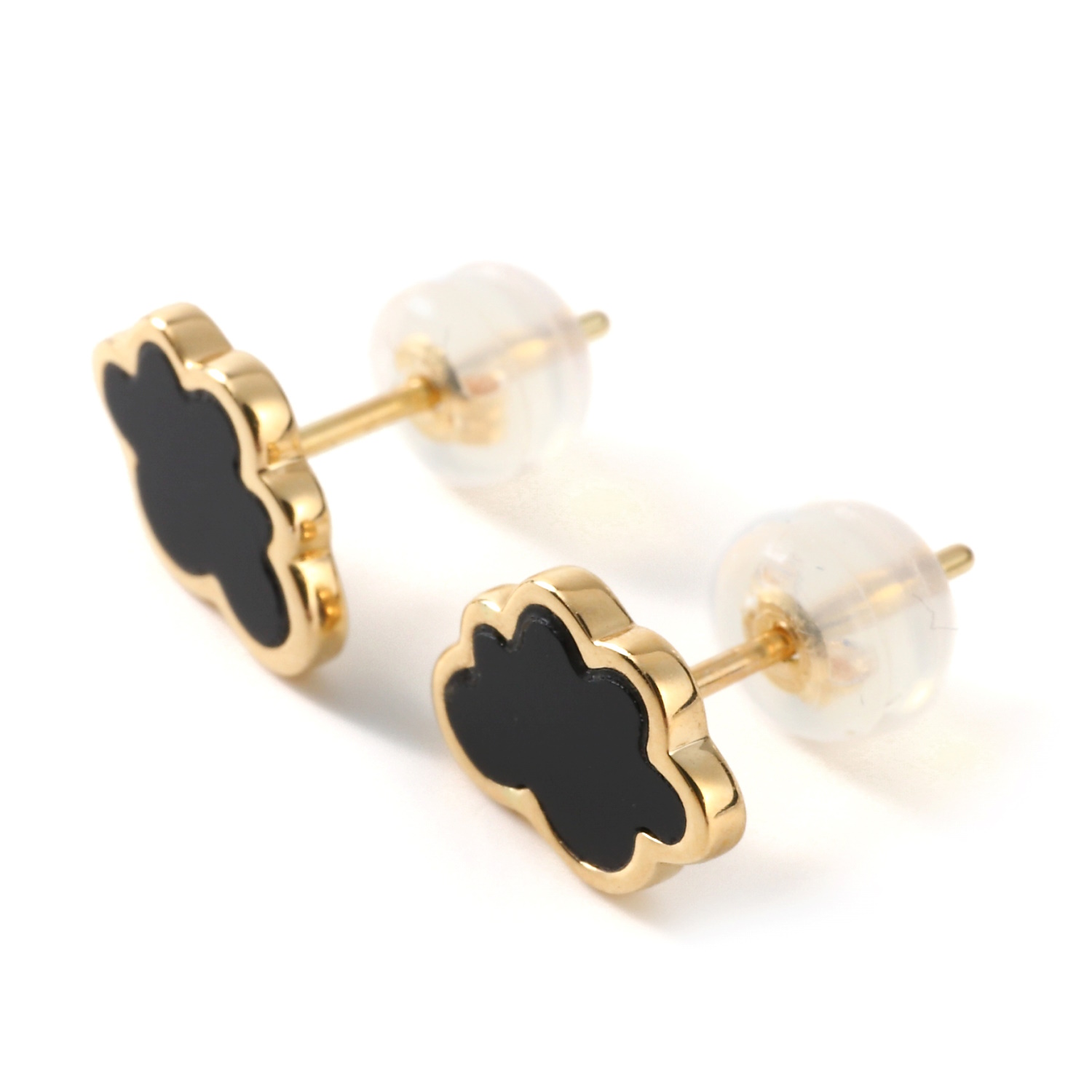 18金 ピアス 雲 オニキス ゴールド 両耳 アクセサリー プレゼント