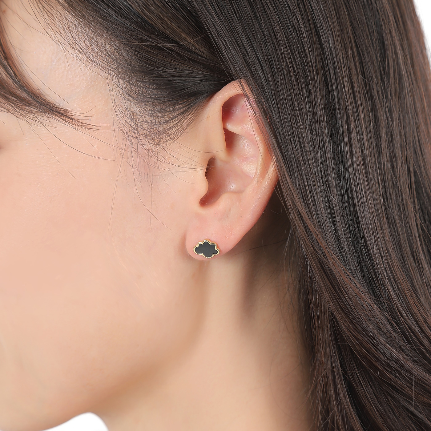 18金 ピアス 雲 オニキス ゴールド 両耳 アクセサリー プレゼント