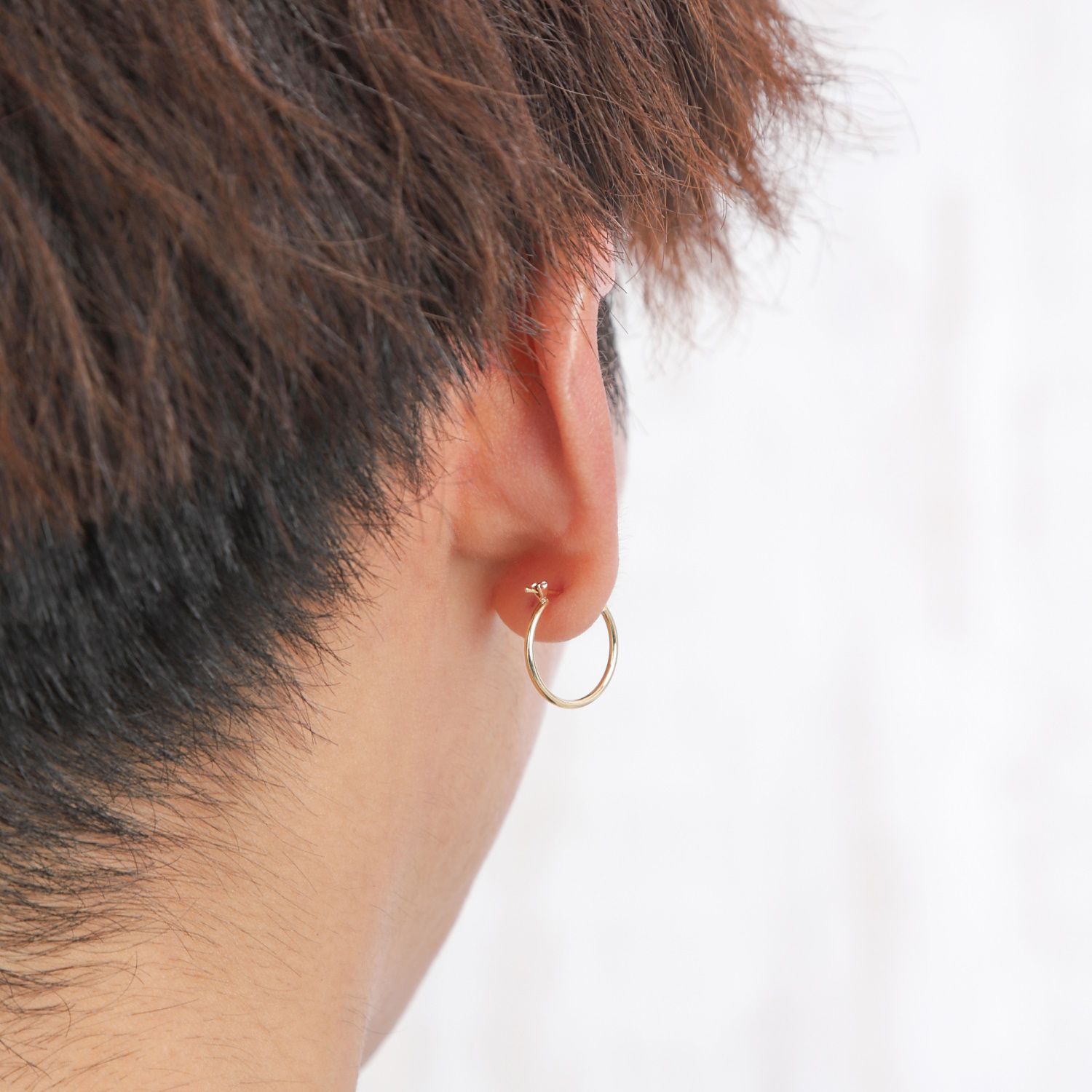 18金 フープピアス 1mm × 15mm 片耳 1個 ゴールド レディース メンズ