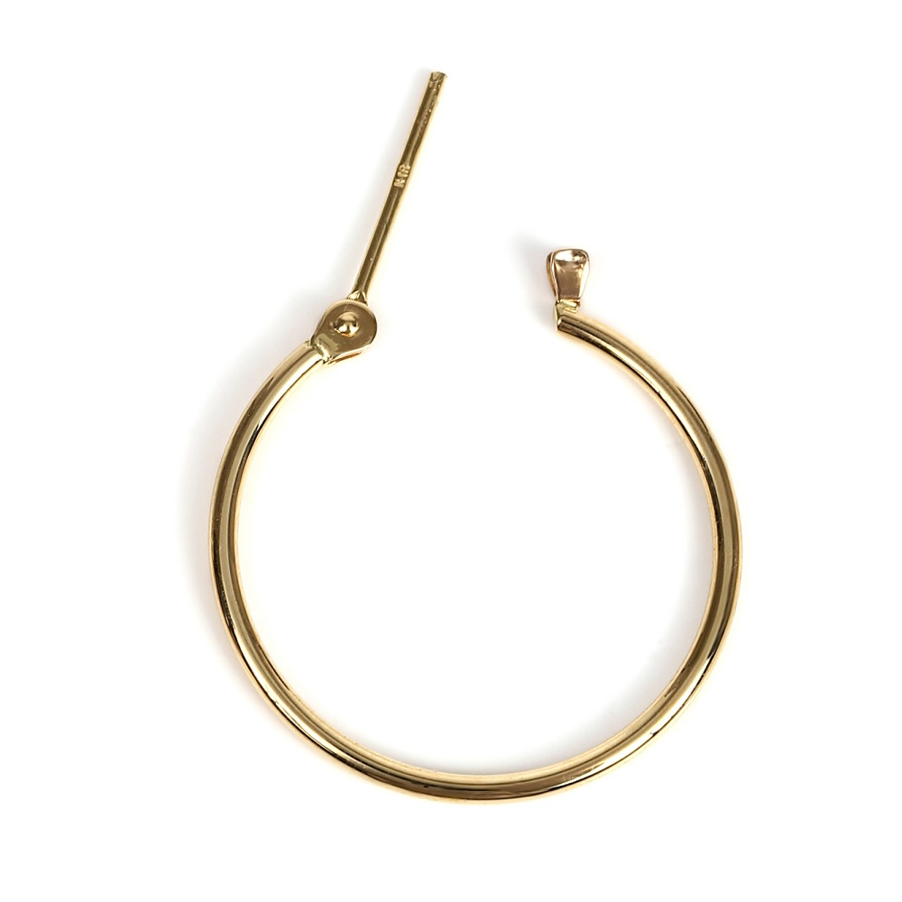 18金 フープピアス 1mm × 20mm 片耳 1個 ゴールド レディース メンズ