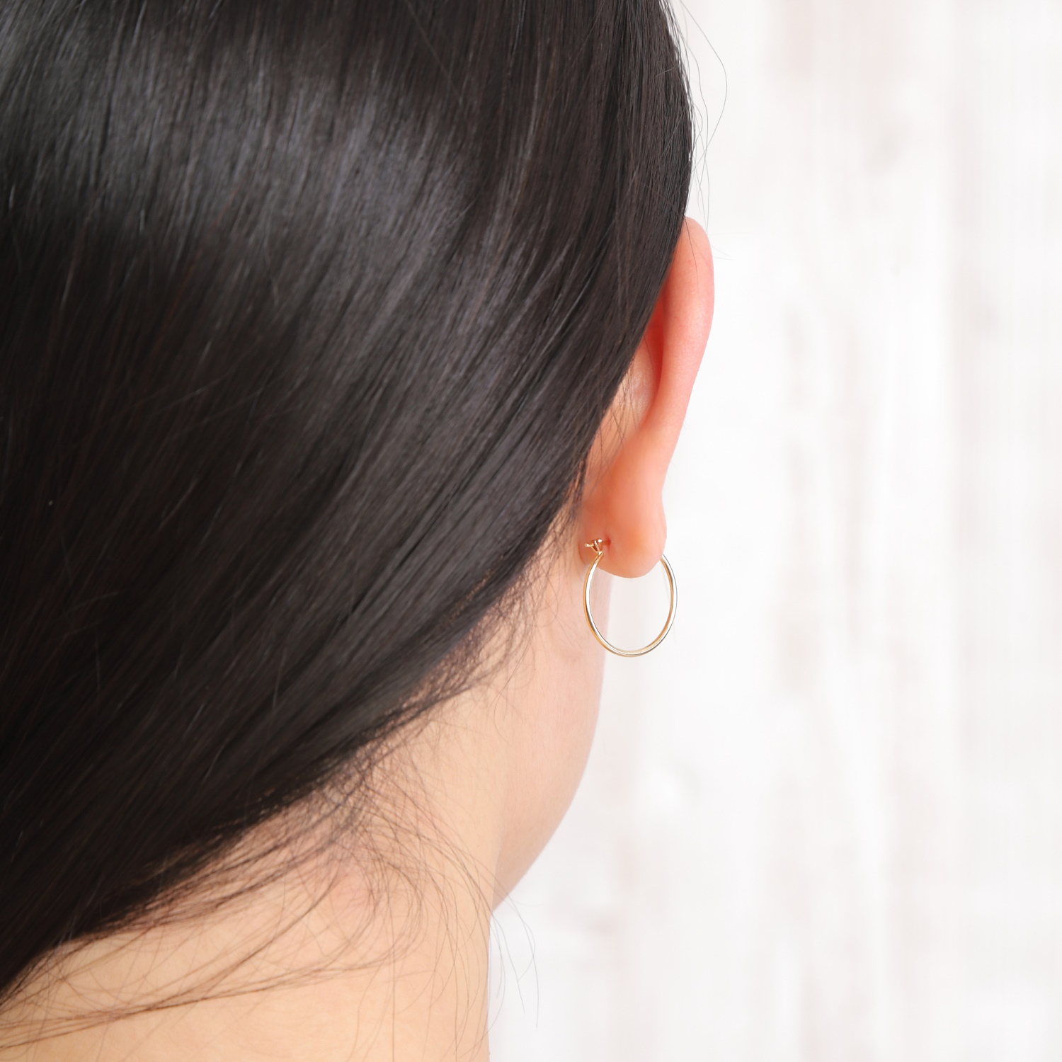 18金 フープピアス 1mm × 20mm 片耳 1個 ゴールド レディース メンズ