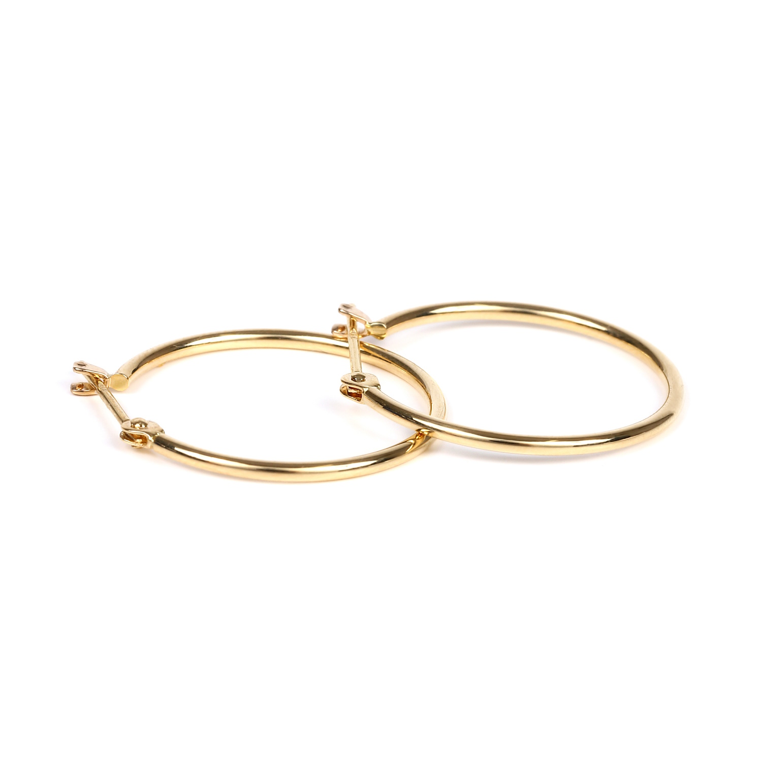 18金 フープピアス 1mm × 20mm 両耳 1個 ゴールド レディース メンズ