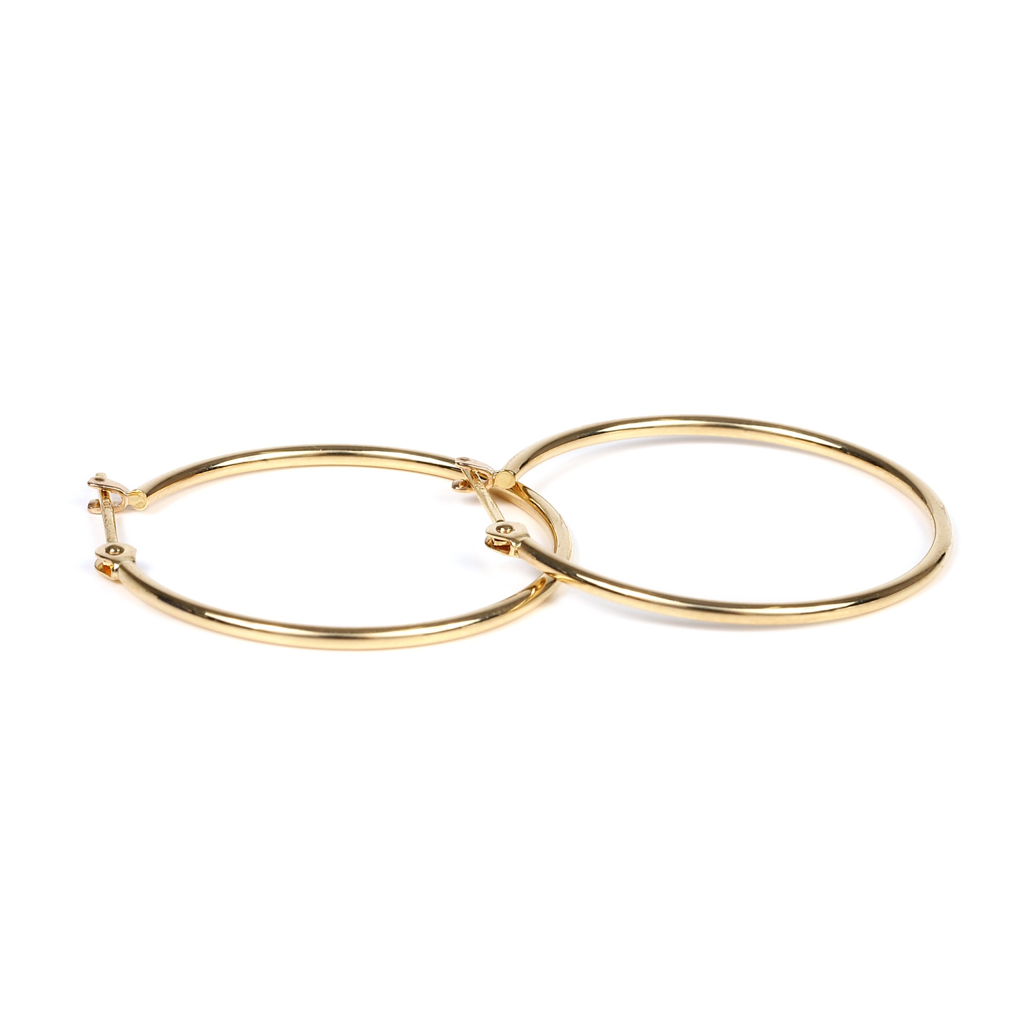 18金 フープピアス 1mm × 25mm 両耳 1個 ゴールド レディース メンズ