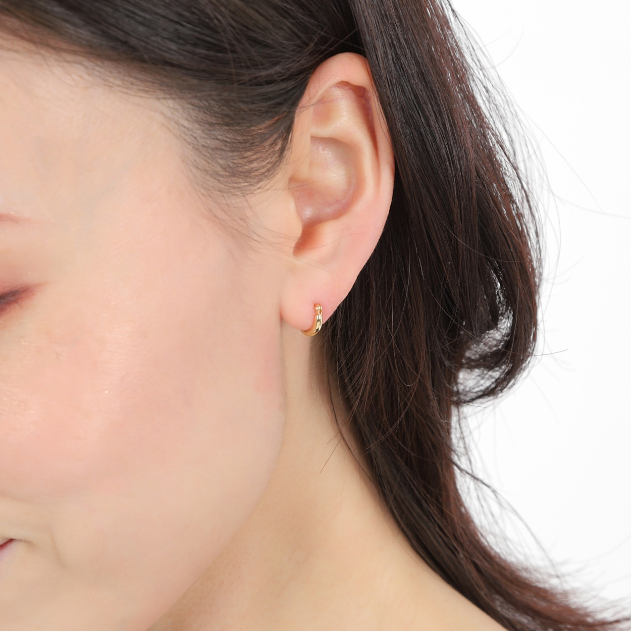 18金 フープピアス 2.0×10mm 片耳 ゴールド リング ピアス レディース