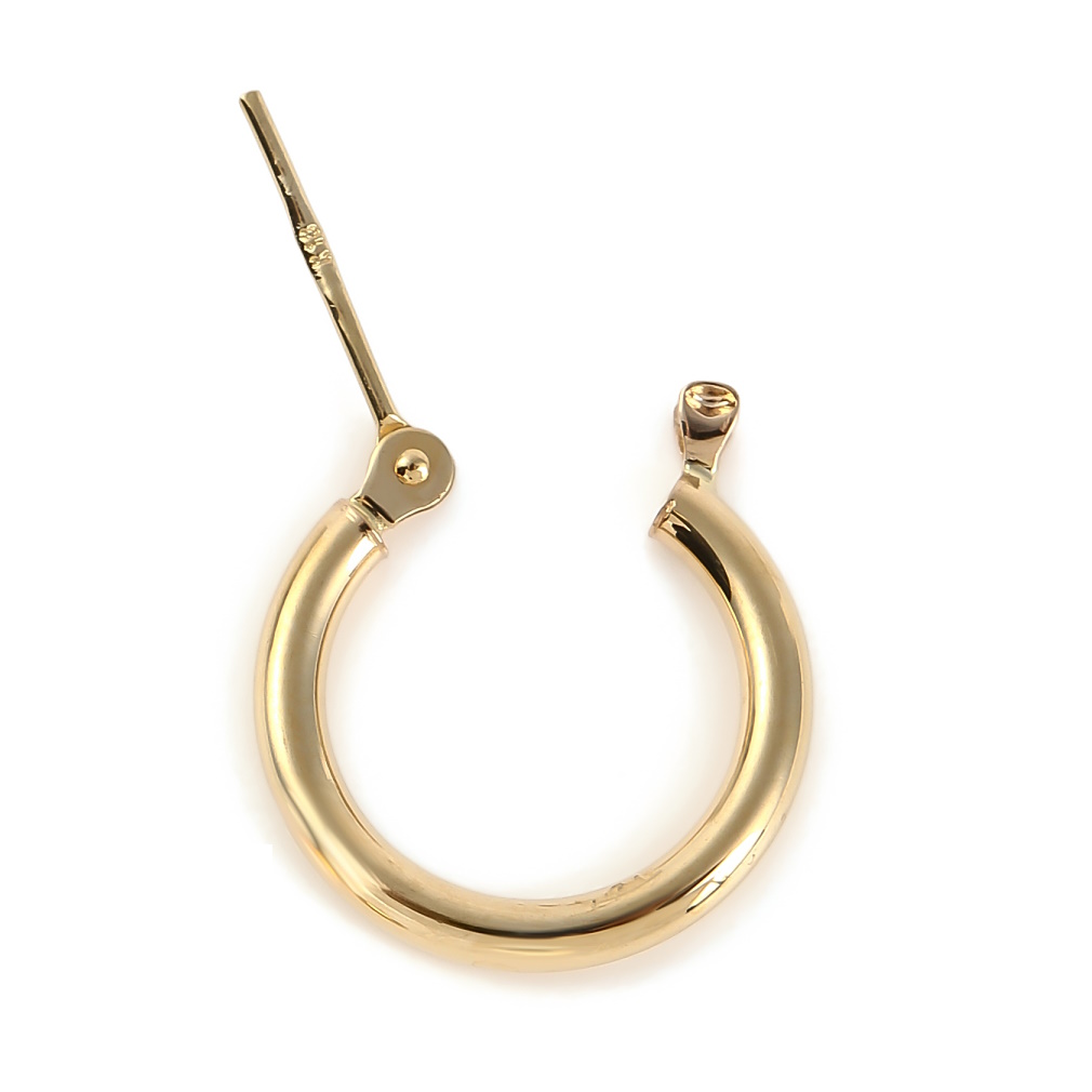18金 フープピアス 2.0×15mm 片耳 ゴールド リング ピアス レディース