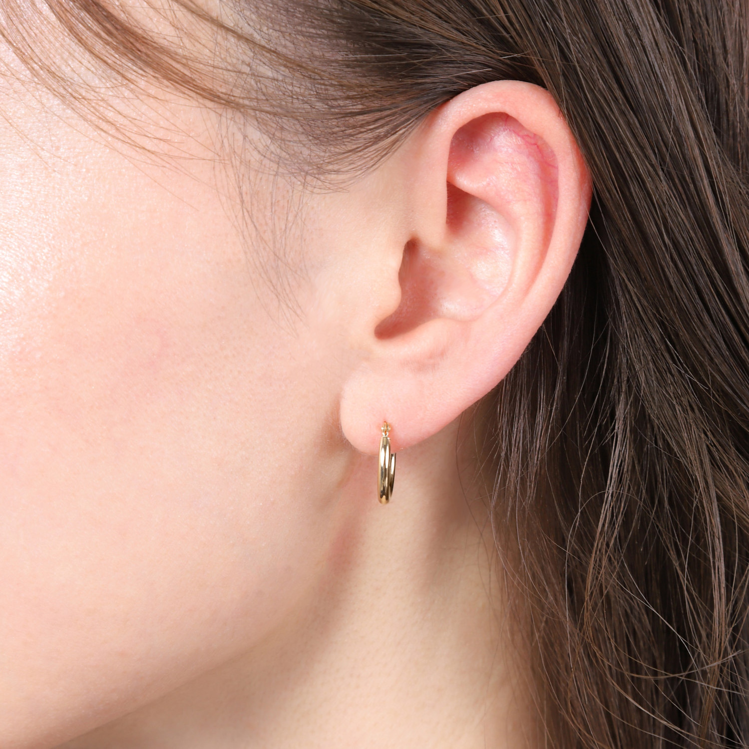 18金 フープピアス 2.0×15mm 片耳 ゴールド リング ピアス レディース