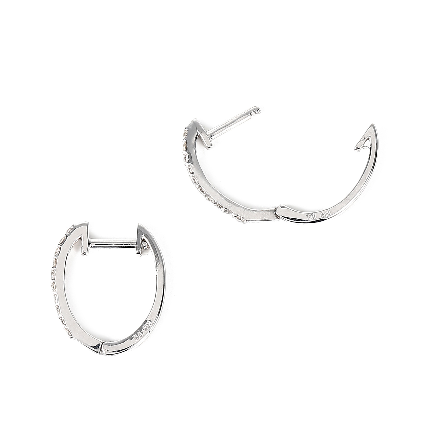 18金 フープピアス ダイヤモンド 0.07ct 両耳 ホワイトゴールド