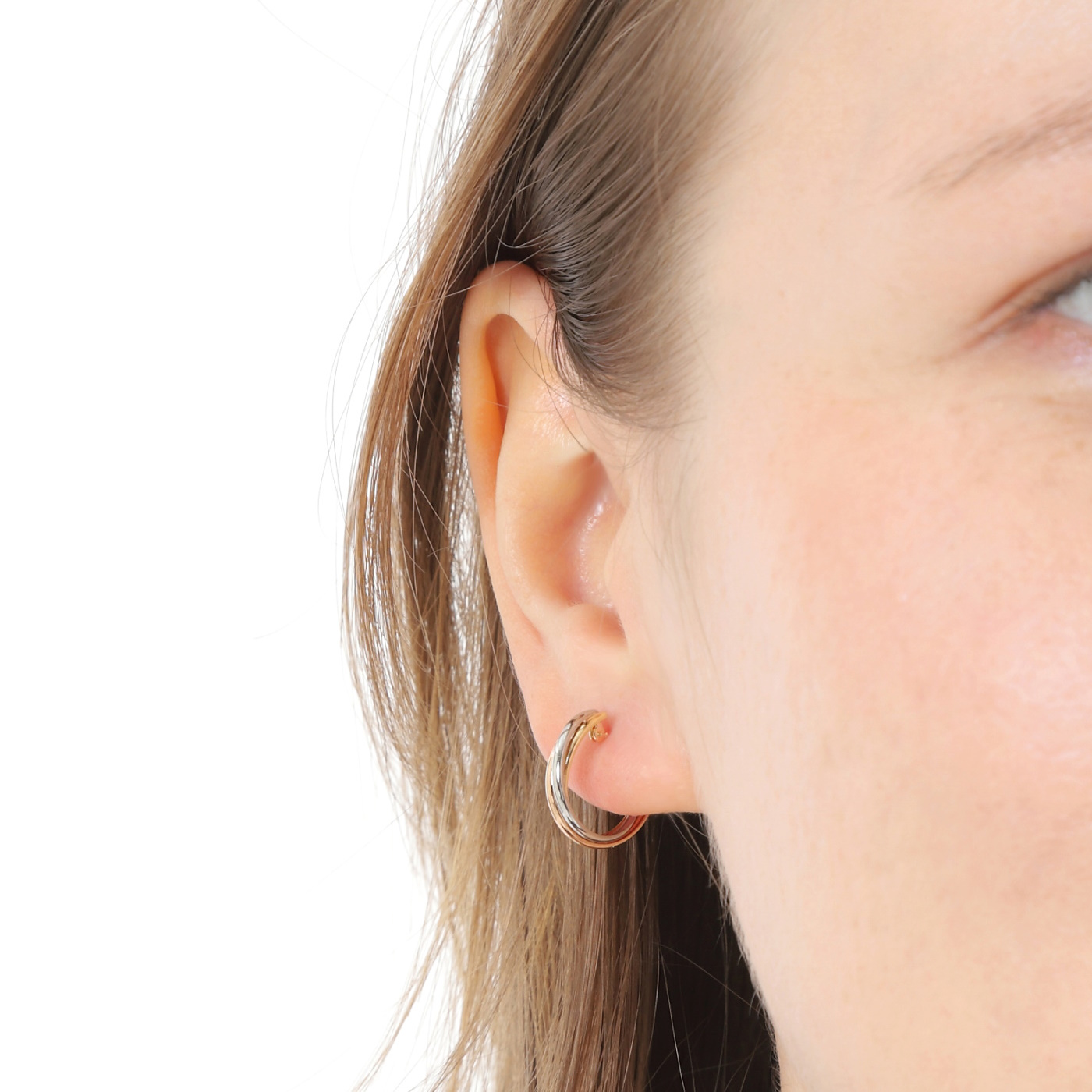 18金 プラチナ フープピアス スリーカラー トリロジー 両耳 メンズ