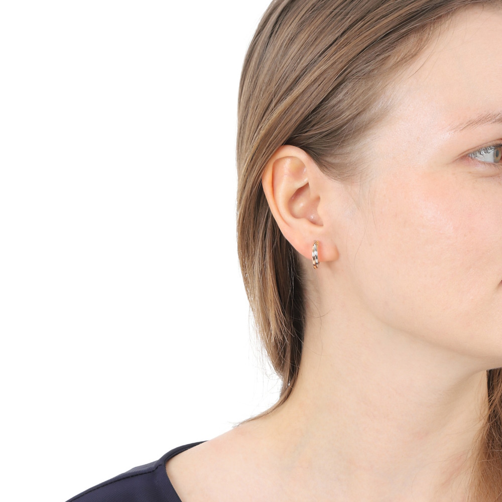 18金 プラチナ フープピアス スリーカラー トリロジー 両耳 メンズ