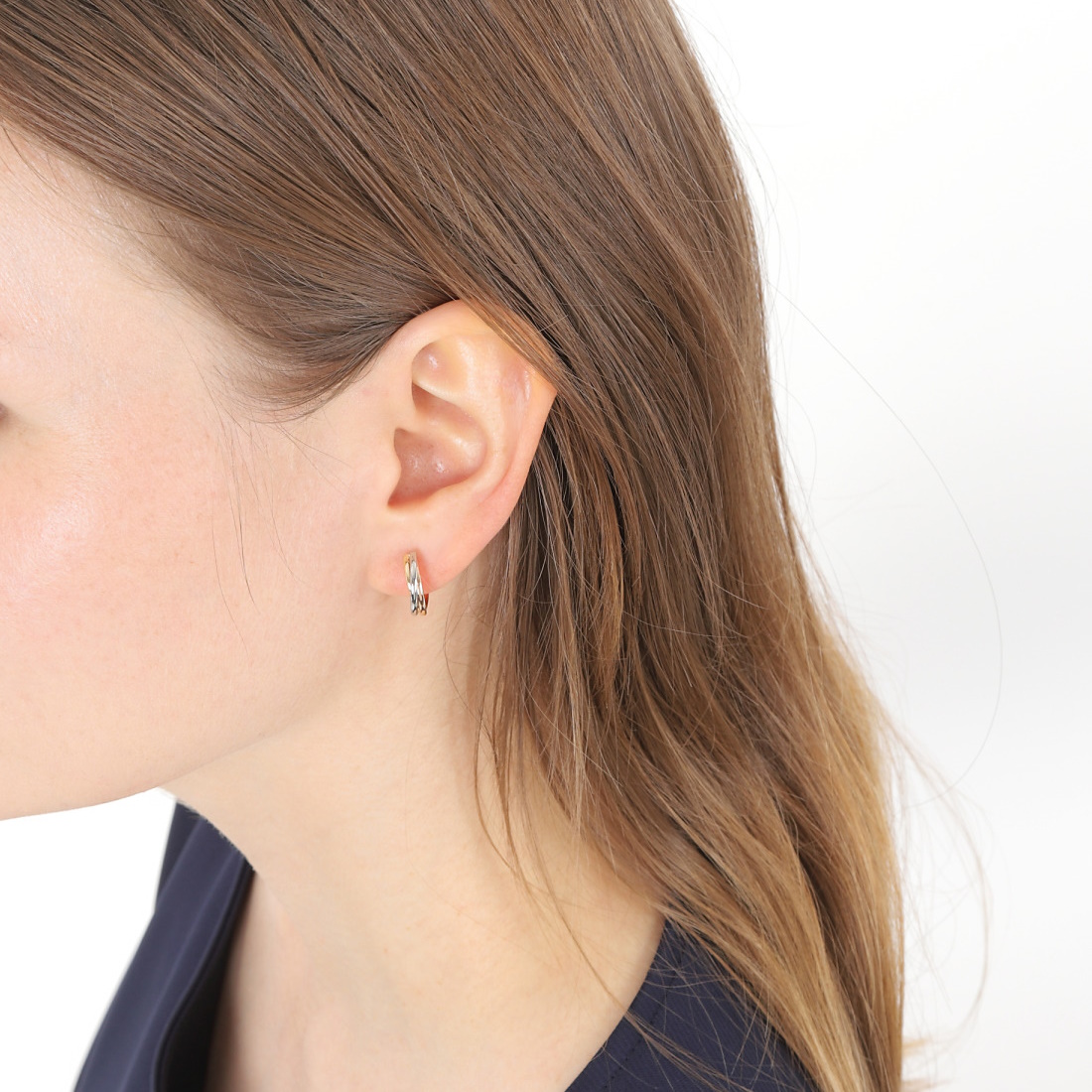 18金 プラチナ フープピアス スリーカラー トリロジー 両耳 メンズ