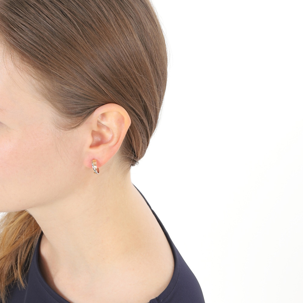 18金 プラチナ フープピアス スリーカラー トリロジー 両耳 メンズ