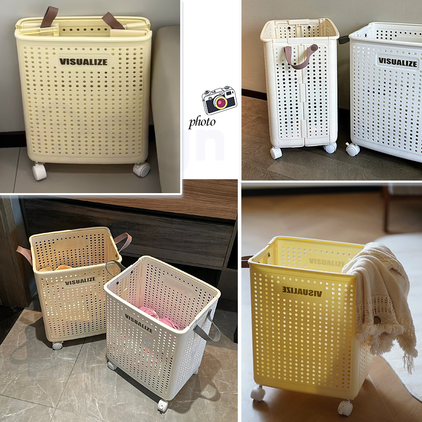 ランドリーバスケット 折りたたみ 洗濯かご 持ち手 キャスター