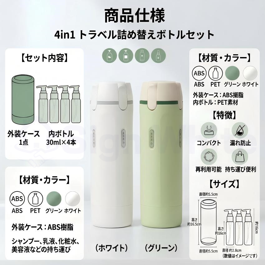 トラベルボトル 4in1 シャンプー 詰め替えボトル 旅行用 小分けボトル