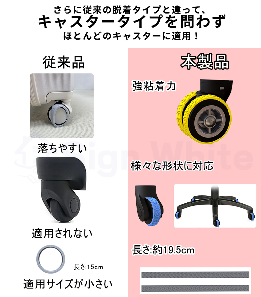 キャスターカバー テープ キャスター保護テープ スーツケース キャスター ホイールカバー ストッパー カバー 車輪カバー キャリーケース |  | 05