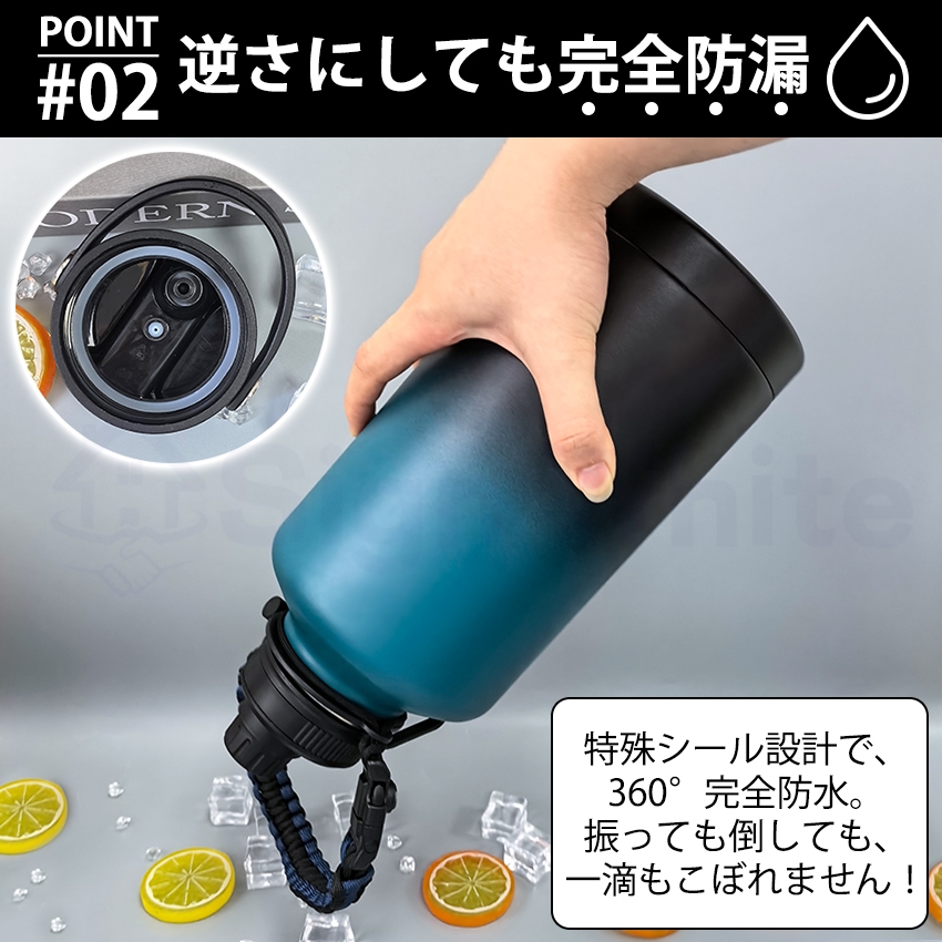 水筒 水筒 64oz 1.9リットル 真空断熱 直飲み ストロー 2way スポーツジャグ