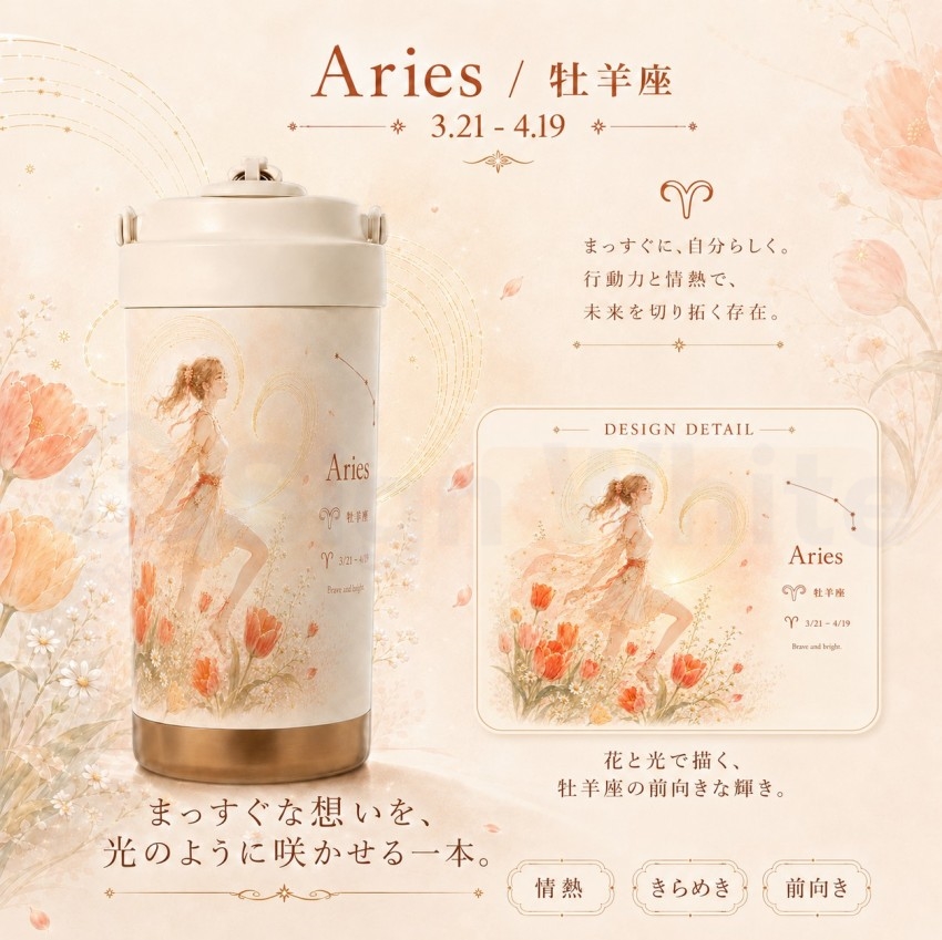  デザインボトル 水筒 ストロー付き
