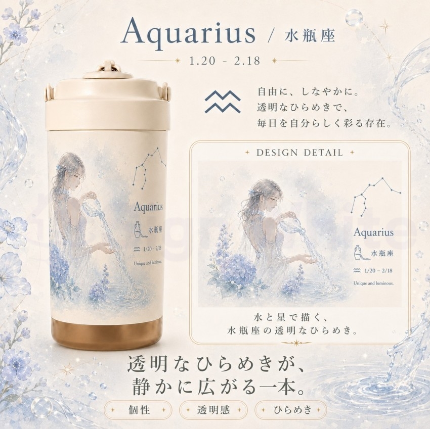  デザインボトル 水筒 ストロー付き