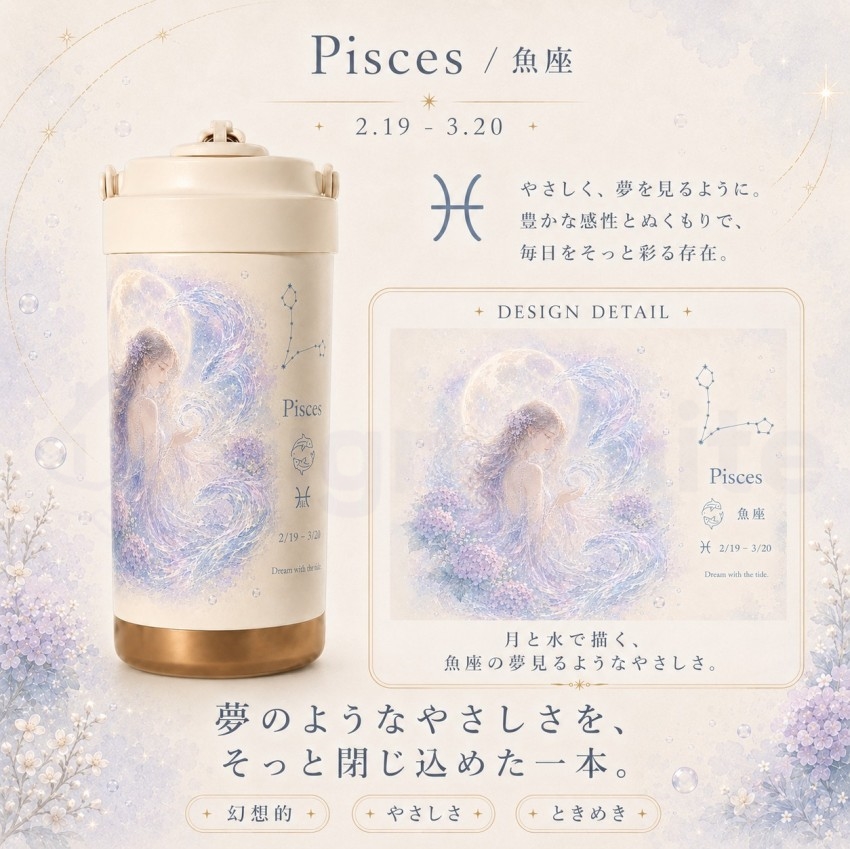  デザインボトル 水筒 ストロー付き