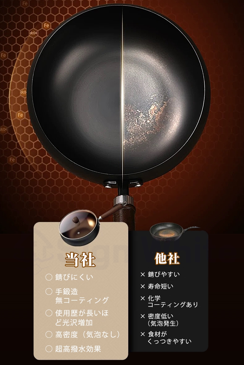 中華鍋 炒め鍋 手作り鉄鍋 フライパン 深型炒め鍋