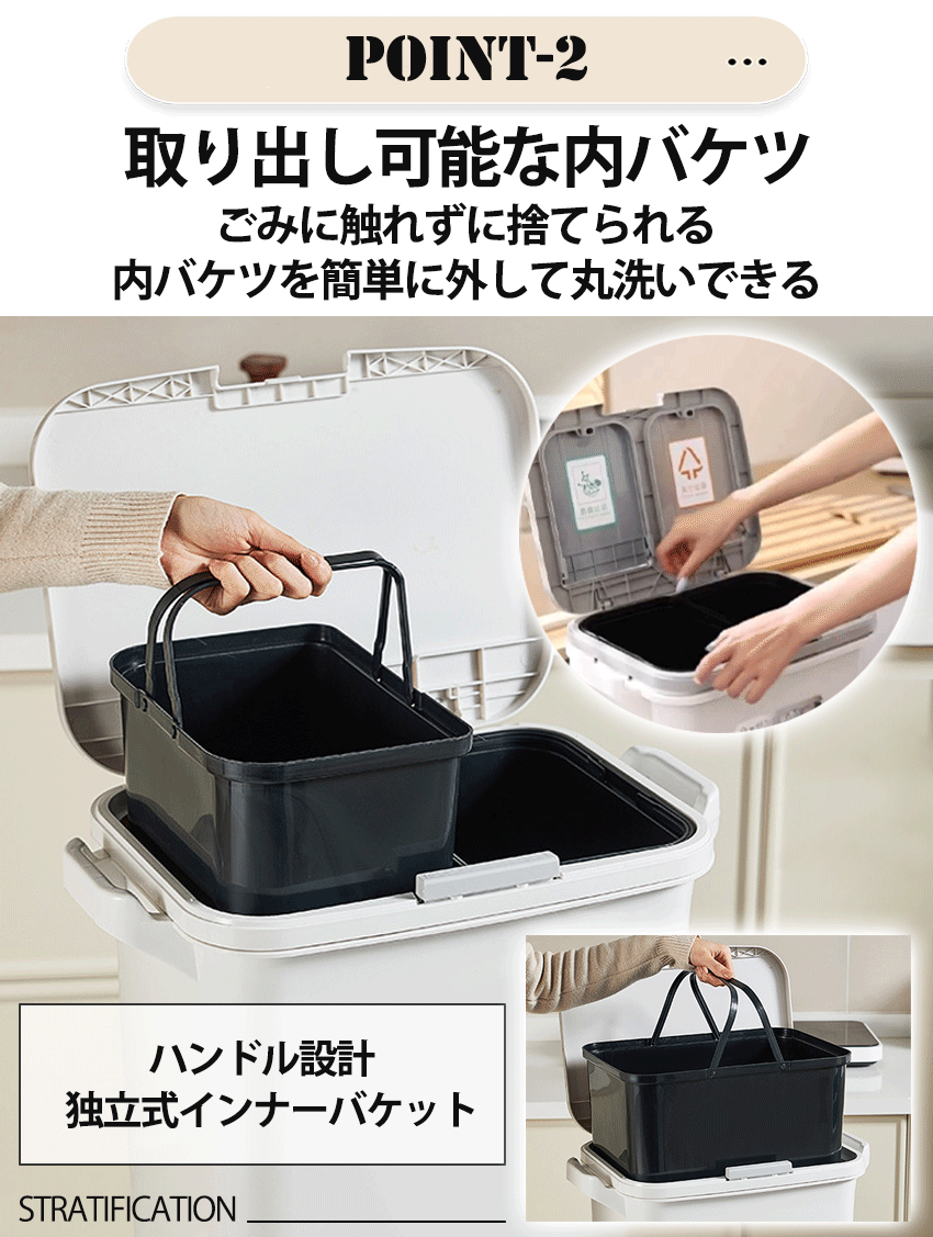 ゴミ箱 ふた付き 分別ゴミ箱 2段 3段 薄型 おしゃれ スリム キッチン 