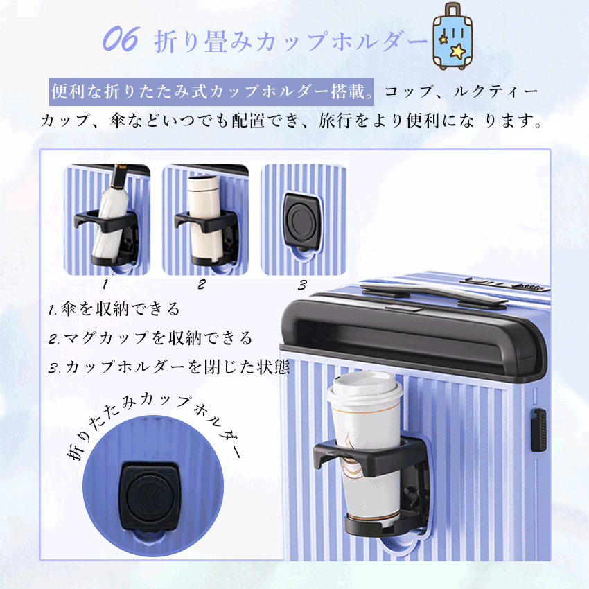 スーツケース フロントオープン キャリーケース 片開き 機内持ち込み可能 キャリーバッグ 耐衝撃  Sサイズ Mサイズ 静音 軽量  大容量  ストッパー付き 多機能の画像