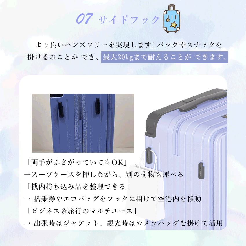 スーツケース フロントオープン キャリーケース 片開き 機内持ち込み可能 キャリーバッグ 耐衝撃  Sサイズ Mサイズ 静音 軽量  大容量  ストッパー付き 多機能の画像
