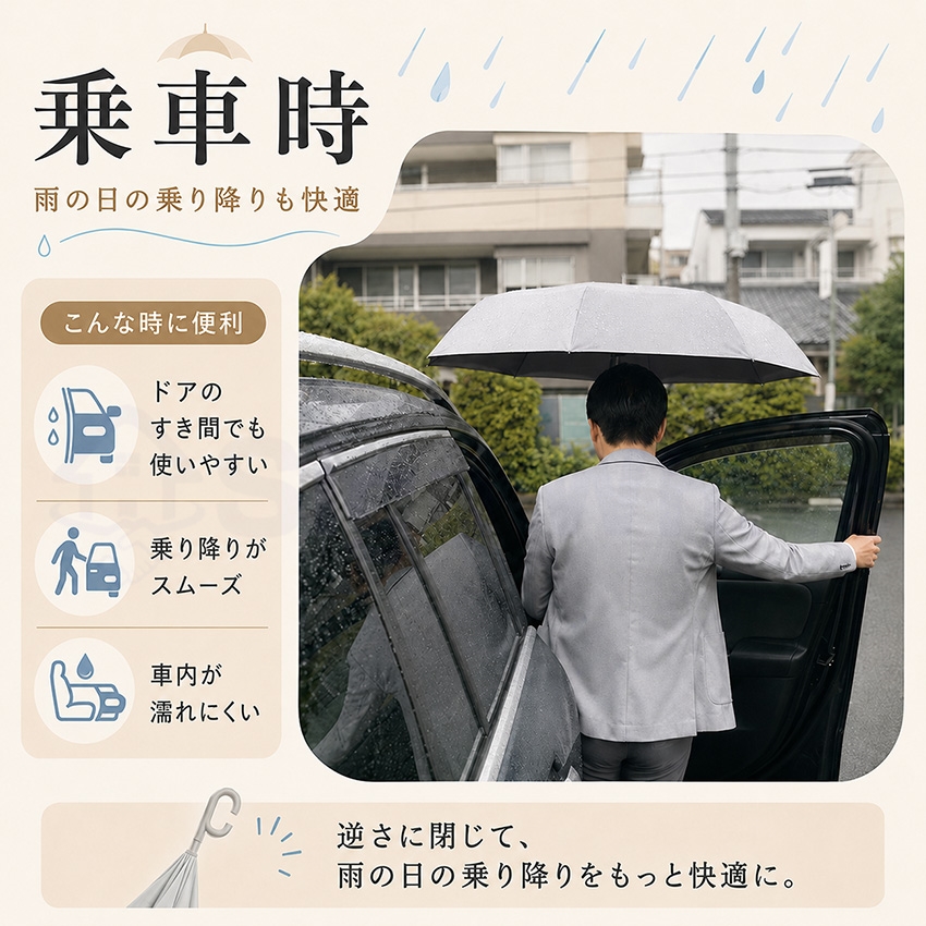 逆さ傘 傘 逆傘 ワンタッチ 軽い 軽量 長傘...の詳細画像3