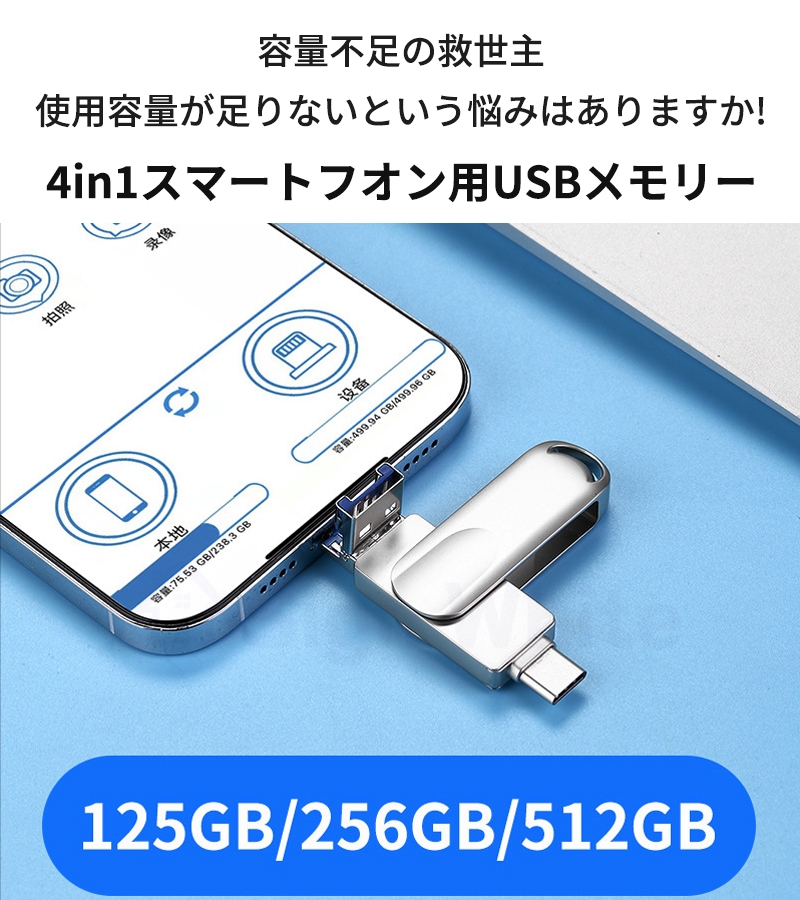 4in1 USBメモリ 128gb 大容量 2...の詳細画像2